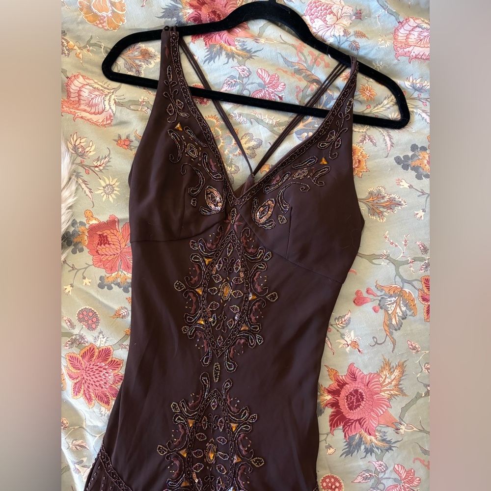 Beaded Dark Brown Sue Wong Nocturne Dress